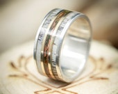 The quot Rio quot - Men 39 s Wedding Ring - 3 Channel Patina Copper, Antler 14K Gold Inlays - Staghead Designs