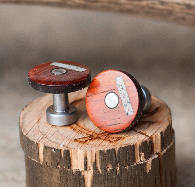 Mens Cufflinks Paduak /& Elk Antler with Iron Bases Staghead Designs