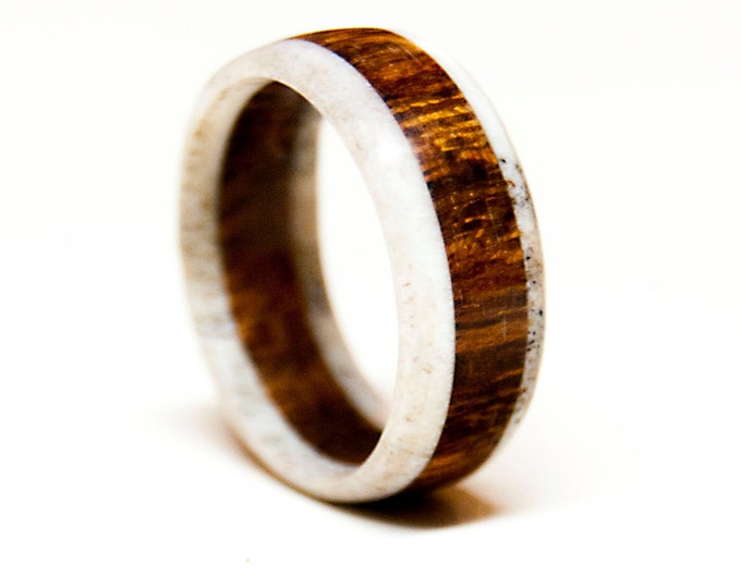 Antler and Ironwood Ring Wood Wedding Band Etsy