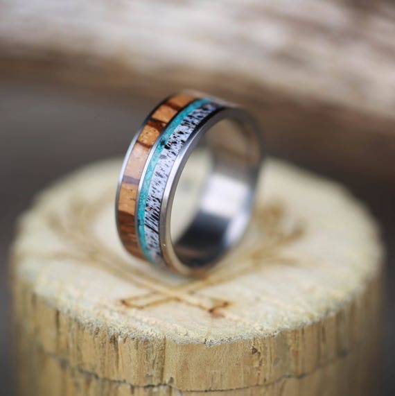 Turquoise Men S Ring Two Channel Banner With Etsy