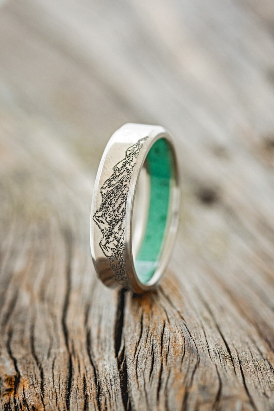 Staghead Designs Mens Poison Ring Mountain Engraved Wedding Ring