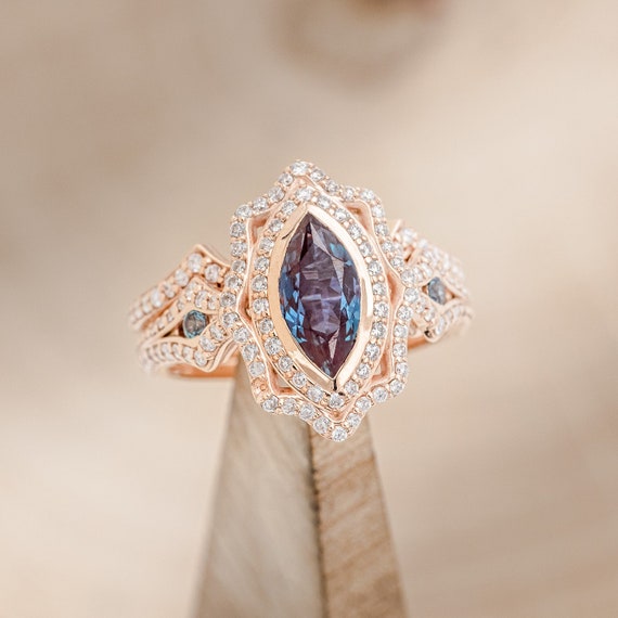 Lab created alexandrite engagement best sale ring
