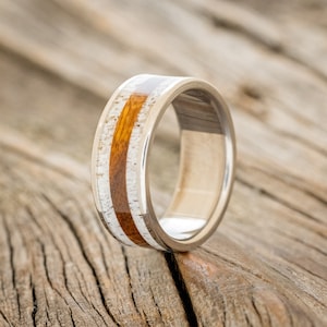 The &quot;Rainier&quot; - Ironwood & Antler Wedding Band - Staghead Designs