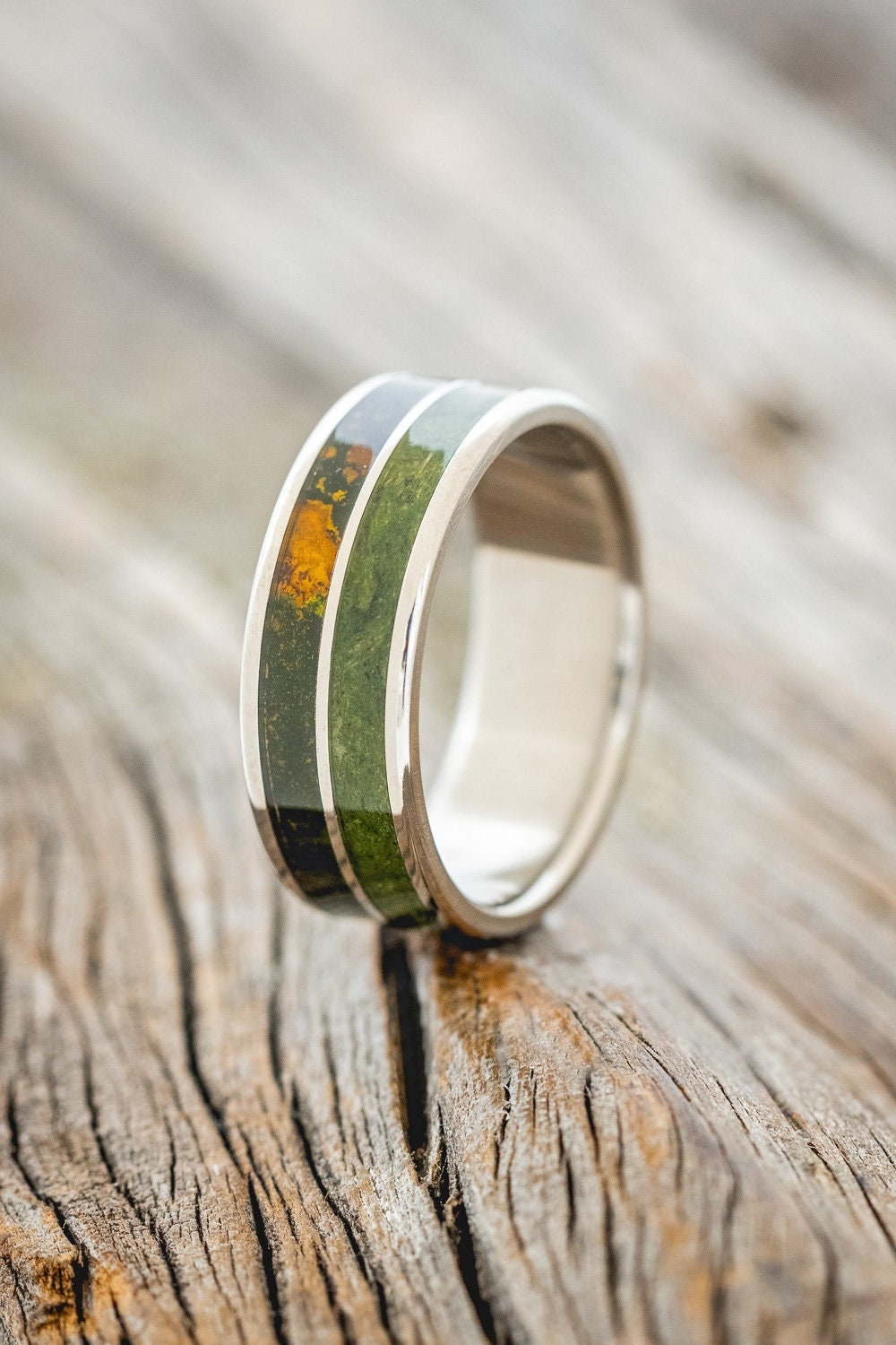 The dyad Moss & Mossy Patina Copper Wedding Band Staghead Designs -   Canada