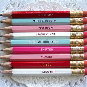 Personalized Pencils, LOVE Pencil Set,  Engraved Pencils, Party Favors, Gifts