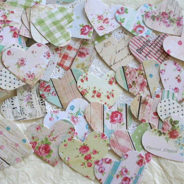 Handmade Confetti, country chic Hearts LARGE 2"