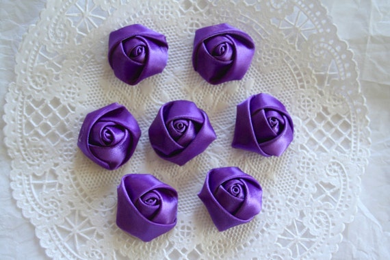 Satin Rose Rosettes GRAPE Rolled Roses | Etsy