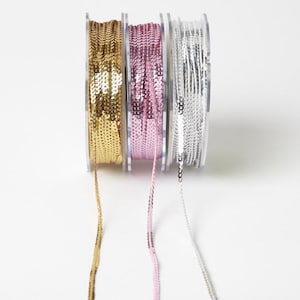1/8&quot; Sequin Ribbon Trim Single Strand String, TEENY MINI SEQUINS 3mm, 4Yards