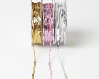 1/8" Sequin Ribbon Trim Single Strand String, TEENY MINI SEQUINS 3mm, 4Yards