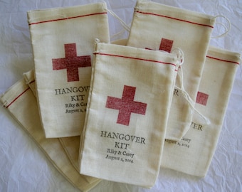 50 Survival Kit, Hangover Muslin Kits PERSONALIZED Favor Bags