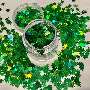 Cosmetic, 4 Leaf Clovers, Nail Craft Glitter, St Patricks, Solvent Resistant