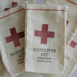 15 Survival Kit, Hangover Kit, Muslin Bag Favors