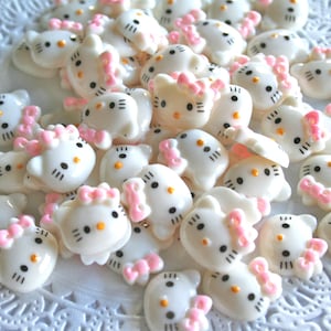 10 Kitty Cabochons, Resin, Kawaii, Flatback buttons