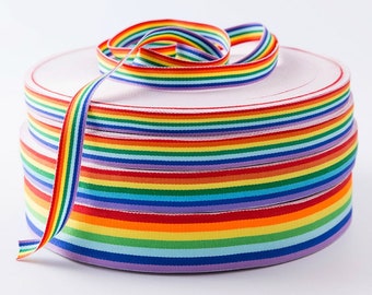 Rainbow Ribbon, 3 Yards, Grosgrain, Many Sizes