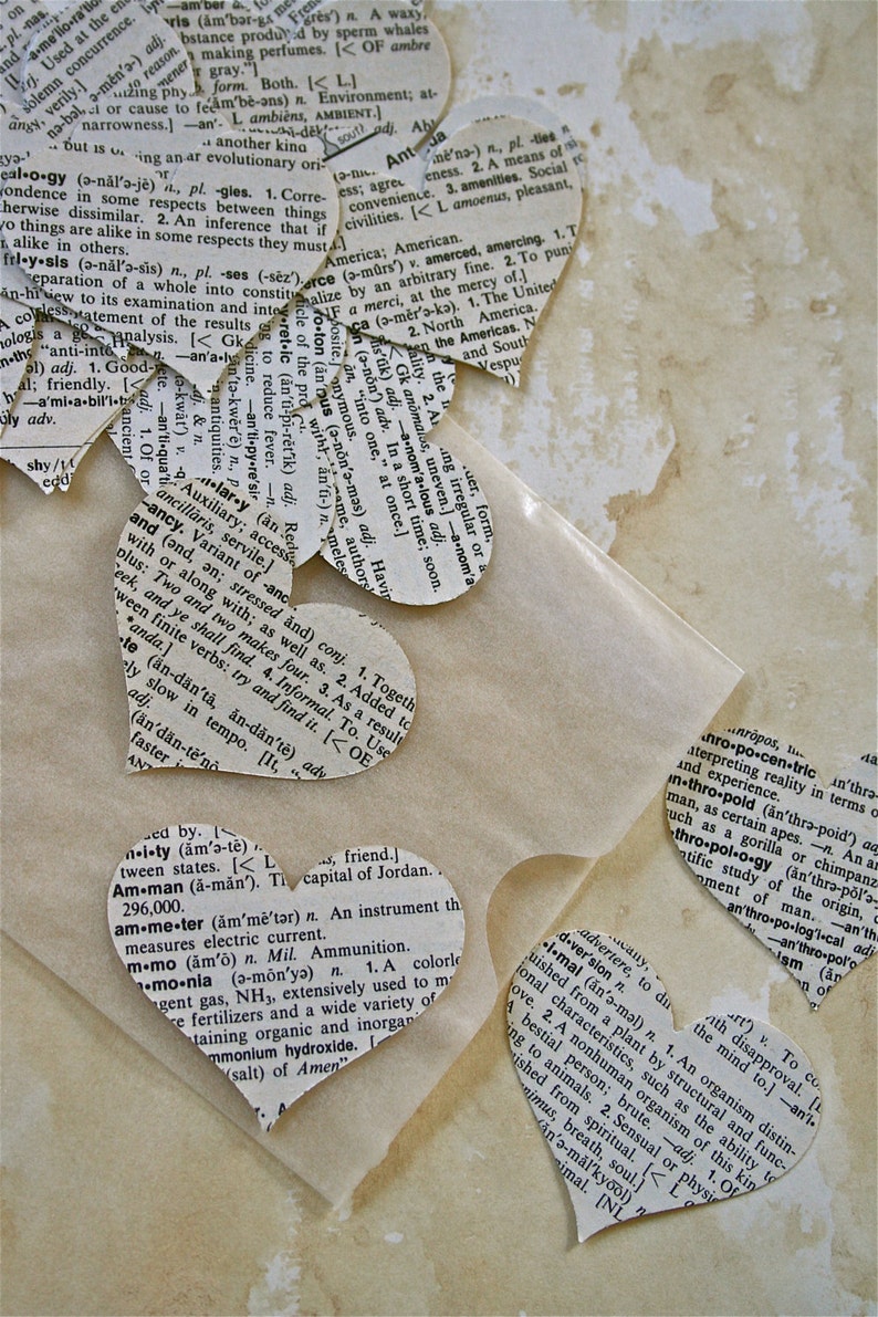 Large Hearts Dictionary Paper Confetti Etsy