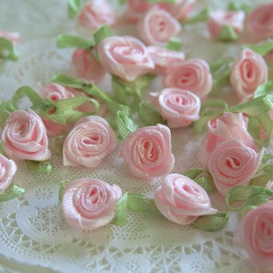 Mini Satin Roses, Millinery Scrapbooking, PALE PINK