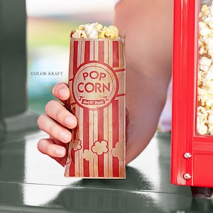 Popcorn Bags, Party Packaging, Food Bags, Vintage Inspired KRAFT or WHITE