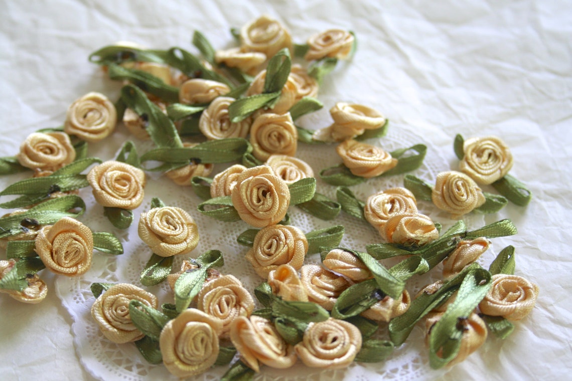 Mini Satin Roses Millinery Scrapbooking GOLD | Etsy