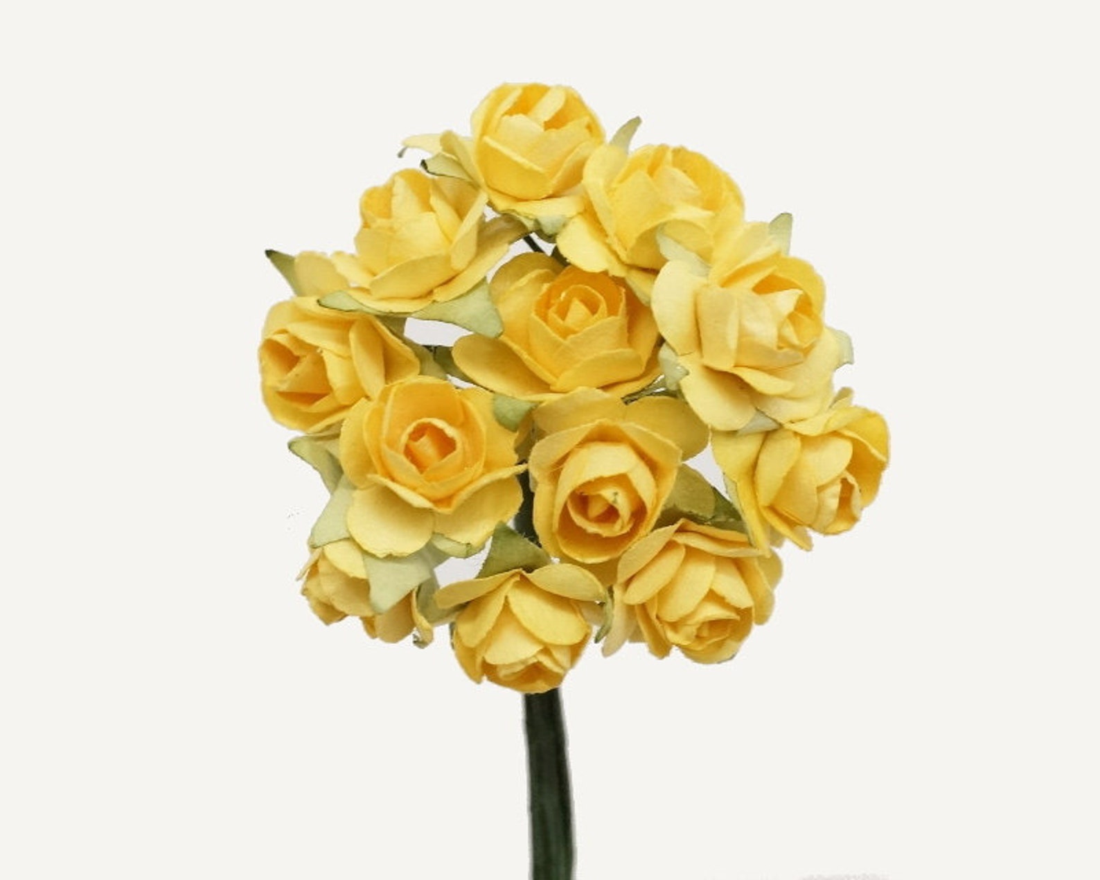 24 Yellow Paper Roses Flowers Sunny Yellow Etsy