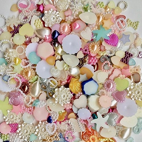  Towenm 60g Mix Flatback Pearls and Rhinestones, 2mm-10mm Jelly  Rhinestones and Half Pearls for Tumblers Shoes Nails Face Art, Pearl  Rhinestone Mix for Bedazzling, Pinks, Yellow