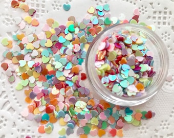 Rainbow Iridescent Heart Sequins: Nail Art, Confetti, Slime (5 Grams)
