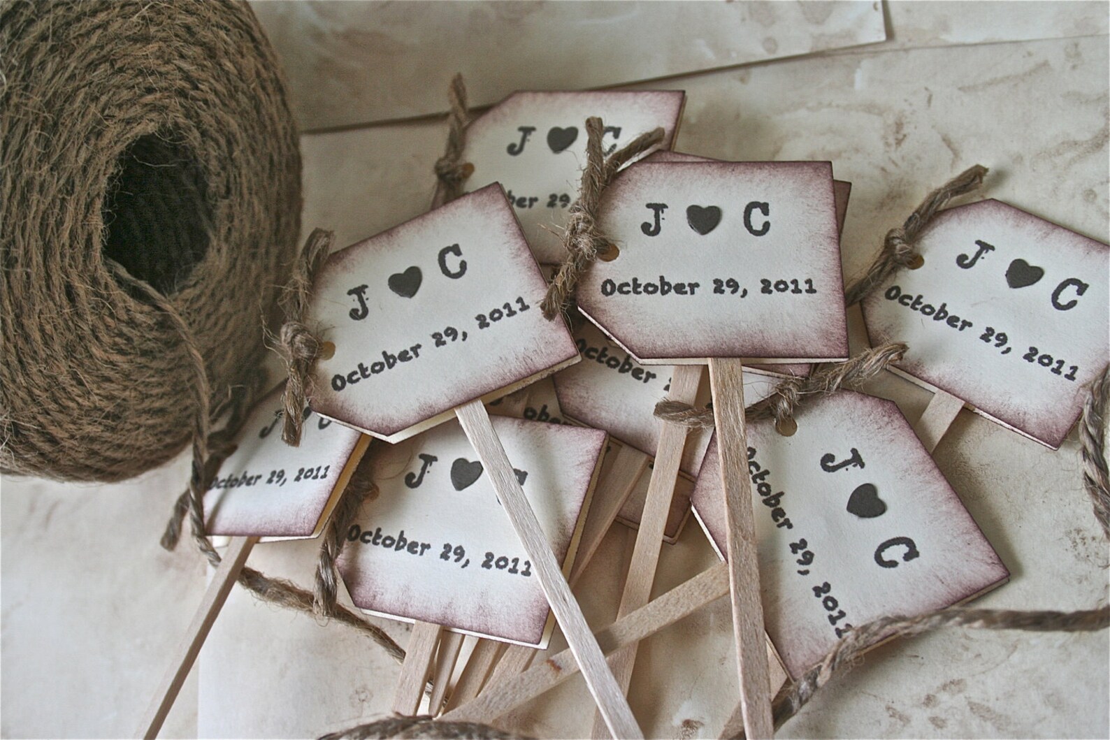 Rustic Wedding Cupcake Toppers Wedding Drink Stirrers Etsy