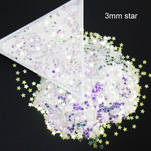 UV Purple Stars & Moons Glitter Confetti: Solvent Resistant, 3mm