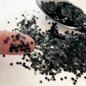 Glitter, Cosmetic, SOLVENT RESISTANT Black STARS Nail Glitter, Craft Glitter, Resin image 1