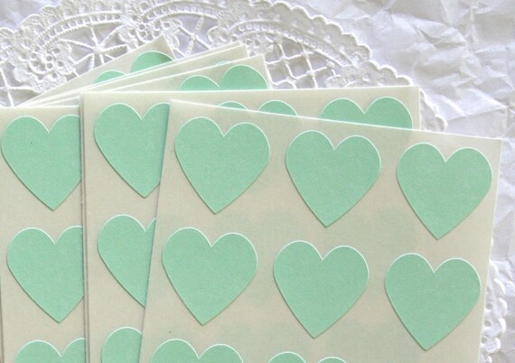 Large COOL MINT Heart Stickers, Sticker Seals, 6 COLORS