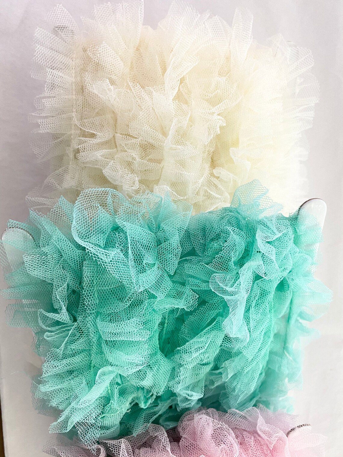 Gathered Tulle Pleated Trim Ribbon Handdyed in many colors Etsy