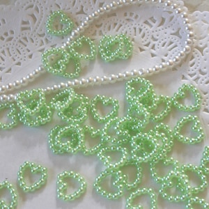 50 Pastel Mint Pearl Heart Cabochons