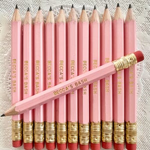 Mini Personalized Pencils, Pink, Mint, Gold, Robins Egg Blue PENCILS, 24 COLORS