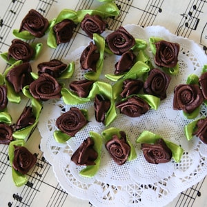 Mini Satin Roses, Millinery Scrapbooking, in ESPRESSO