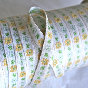 7/16&quot; Vintage Jacquard RIBBON  Trim, Yellow & Blue