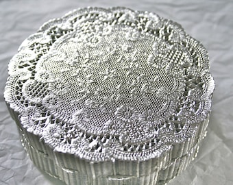 Metallic SILVER 6" Doilies, French Lace, Vintage Style