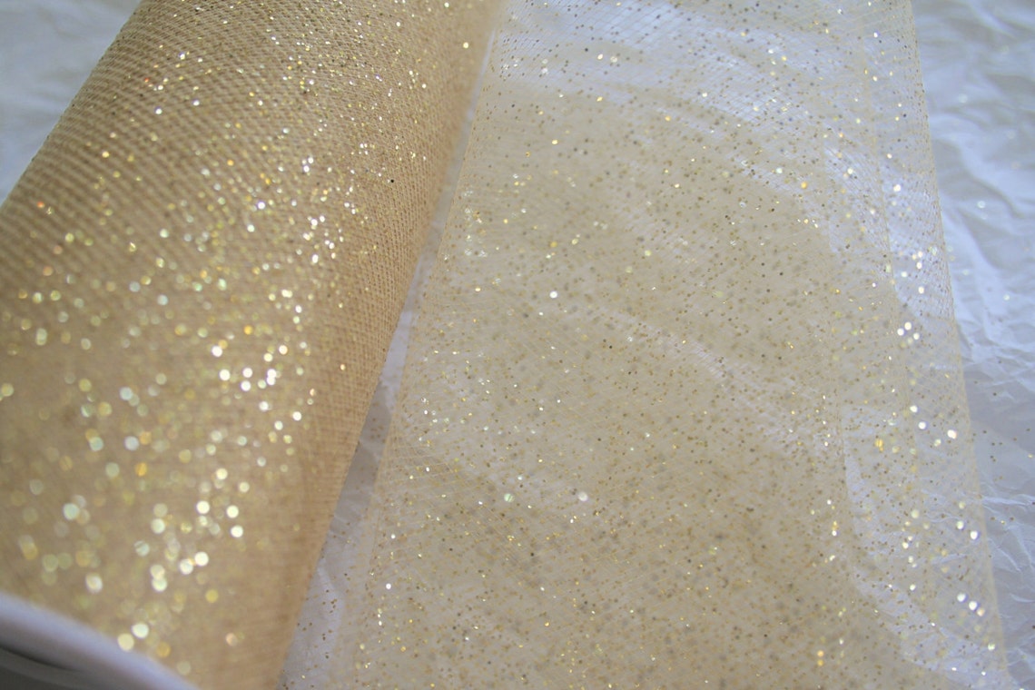 Pale Gold Glitter Tulle Salvage