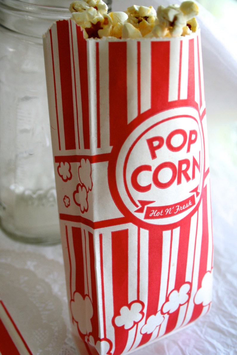 Popcorn Bags Party Packaging Food Bags Vintage Inspired Etsy