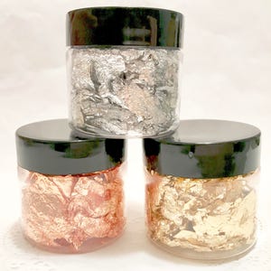 GOLD LEAF FLAKES, Glitter, Cosmetic, Copper, Silver