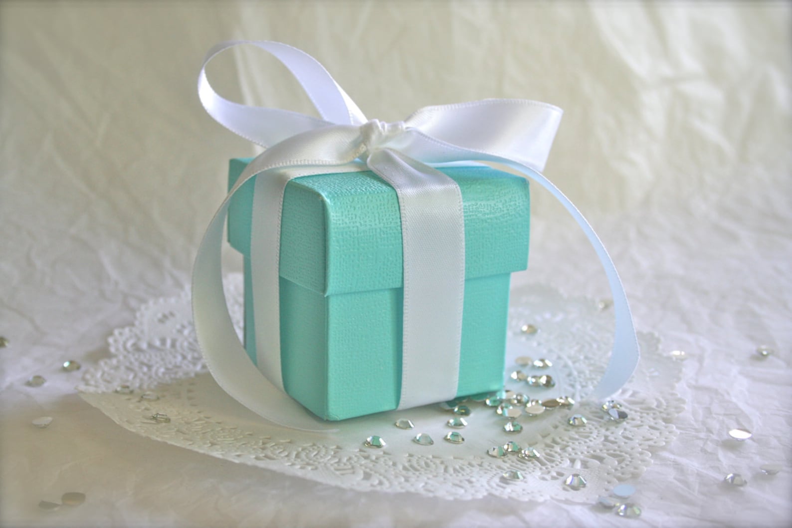 Robins Egg Blue Favor Boxes BULK With Luxury Satin Ribbon Etsy