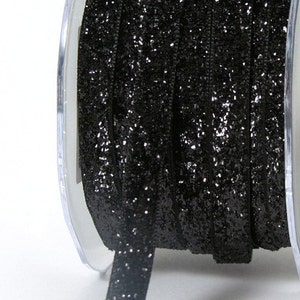 Glitter, Velvet 3/8" Ribbon, Black Glitter