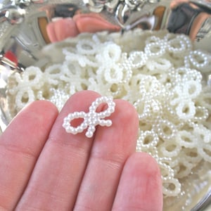 50 Bows Flatback Cabochons, Mixed Colors, Bright White or Soft Ivory