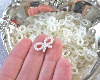 50 Bows Flatback Cabochons, Mixed Colors, Bright White or Soft Ivory