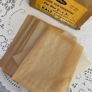 Vintage Glassine Envelopes, Thumb Cut, Film Preservers, VERY TONE AGED, Junk Journals