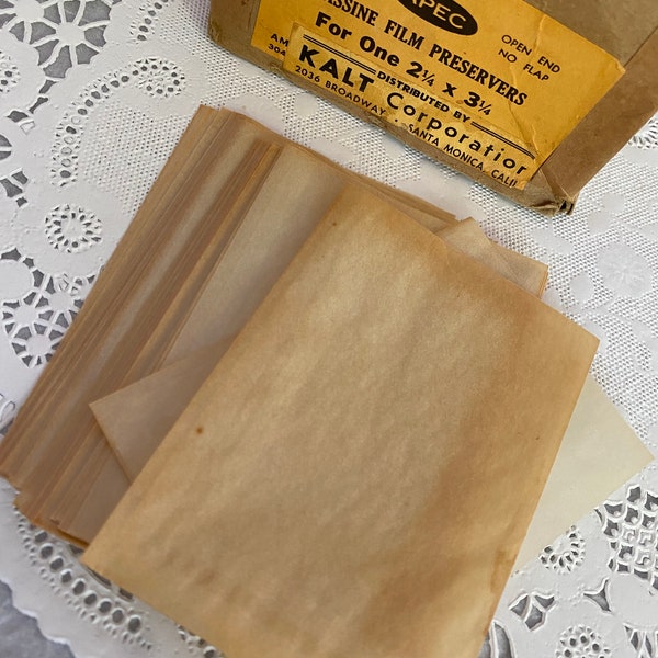 Vintage Glassine Envelopes, Thumb Cut, Film Preservers, VERY TONE AGED, Junk Journals