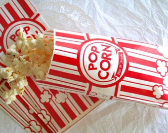 Popcorn Bags, Party Packaging, Food Bags, Vintage Inspired KRAFT or WHITE