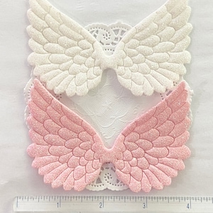 Glitter Angel Wings Appliques: Jumbo Sparkly Patches (Set of 2)