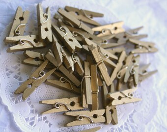 50 GOLD Mini Clothespins, and 10 COLOR Choices