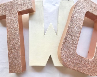 Glitter Rose Gold Letter or Number: Custom Wedding Party Decor