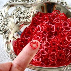 50 Red Pearl Heart Flatback Cabochons