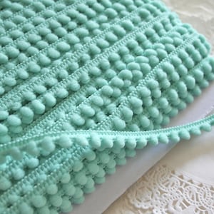 Soft Aqua Baby Pom Pom Trim 3/8"